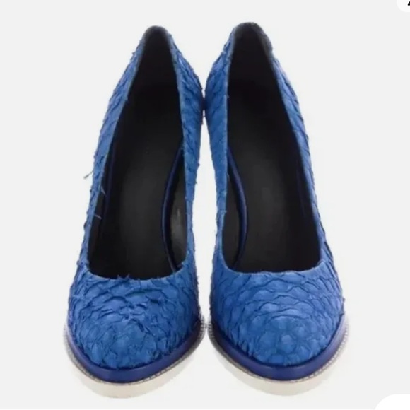 ALEXANDER Wang Aida Fish Scale Platform Heels-Blue - Picture 2 of 8